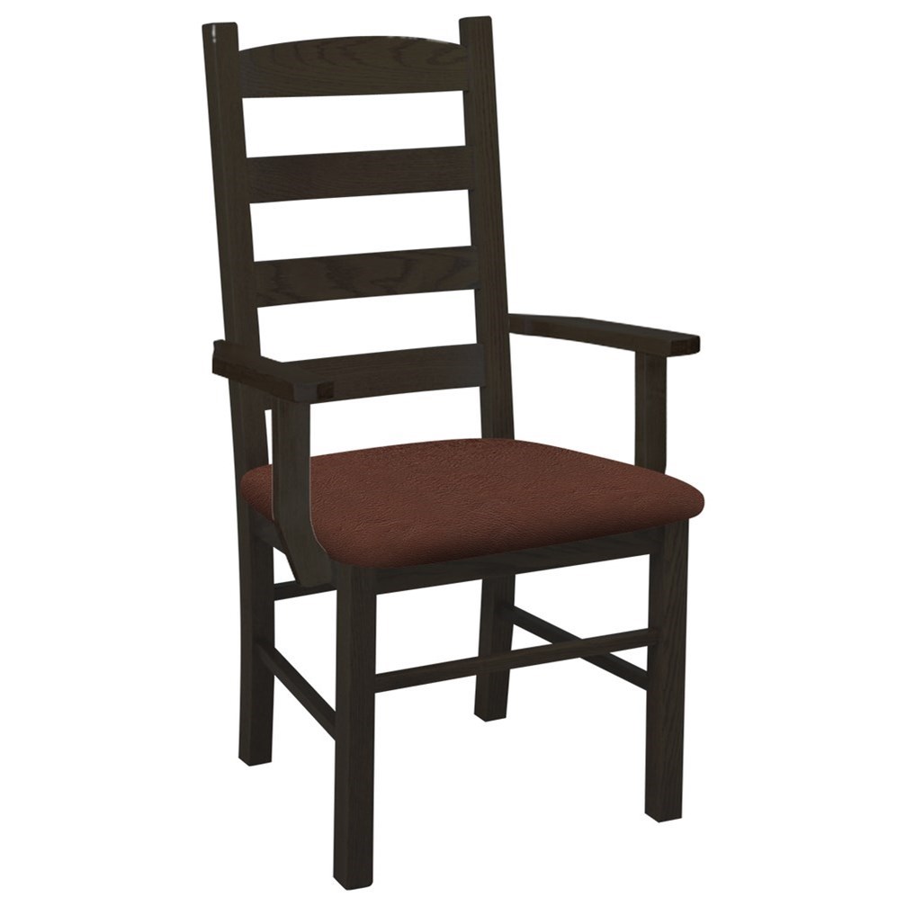 Daniels Amish Chairs and Barstools Ladder Back Arm Chair with Leather